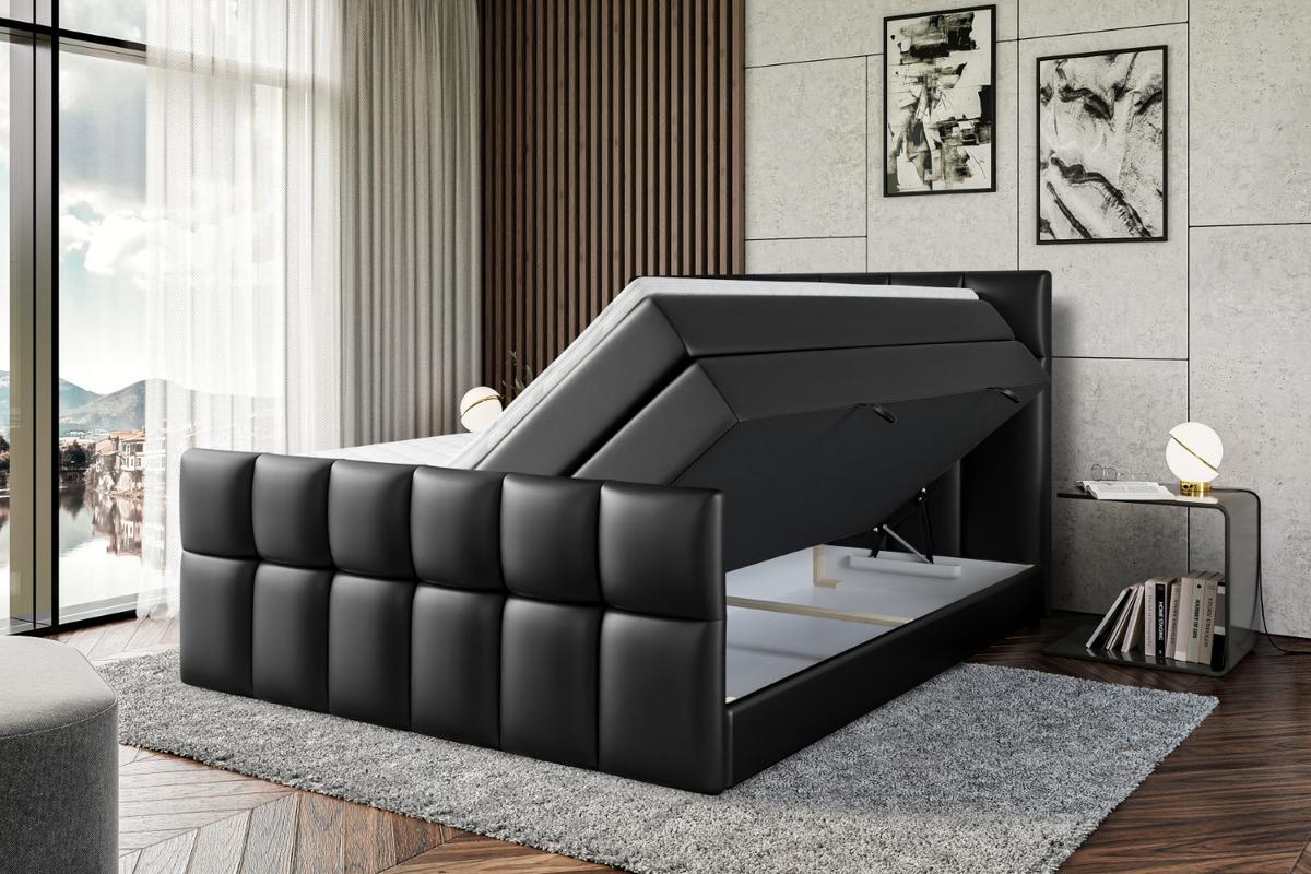 BOXSPRINGBETT RICAR-Z KING - 200 x 200 - H3/H4 - Schwarz Hochglanz - Schwarz Hochglanz, Holzwerkstoff (200/200cm) - ALTDECOR