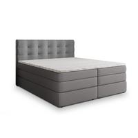 BOXSPRINGBETT AREZI 160x200 cm mit Matratze und Topper - Grau - Grau, Holz (160/200cm) - MASSENO