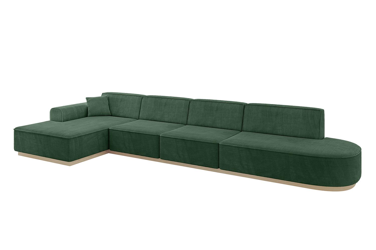 ECKSOFA Ottomane Links IREA-L3 - 412x165x80 cm Grün - Currygelb, Holzwerkstoff/Textil (412/165cm) - ALTDECOR