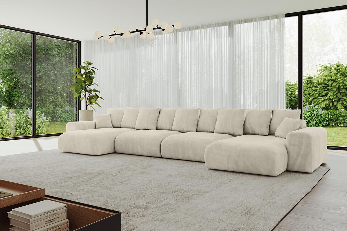WOHNLANDSCHAFT mit Schlaffunktion ESKAR-U2-464x176x72cm Beige - Beige, Holzwerkstoff/Kunststoff (176/72/464cm) - ALTDECOR
