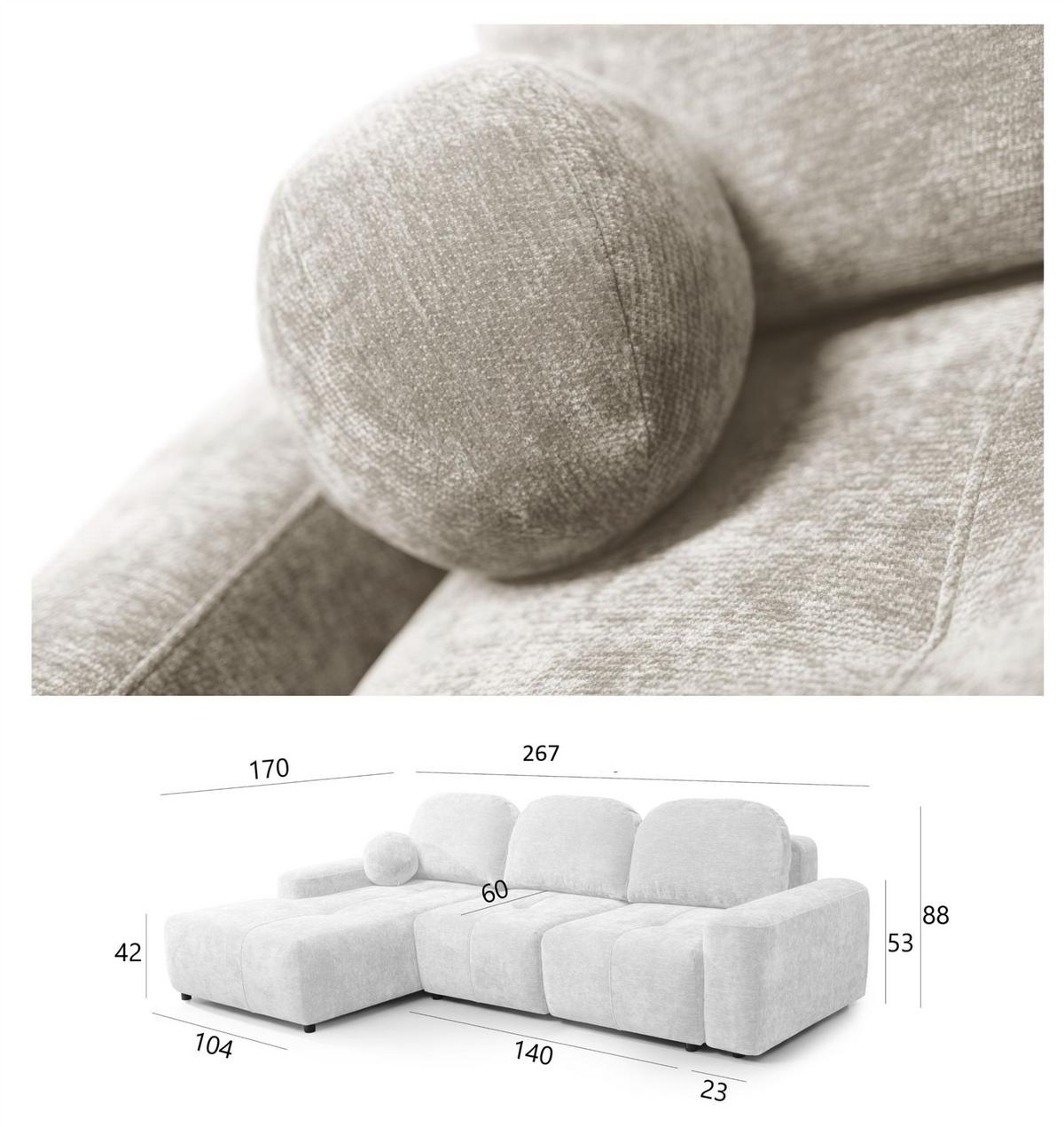 ECKSOFA Argos In Vibe - Beige, Holzwerkstoff/Textil (170/267cm) - Fun Möbel