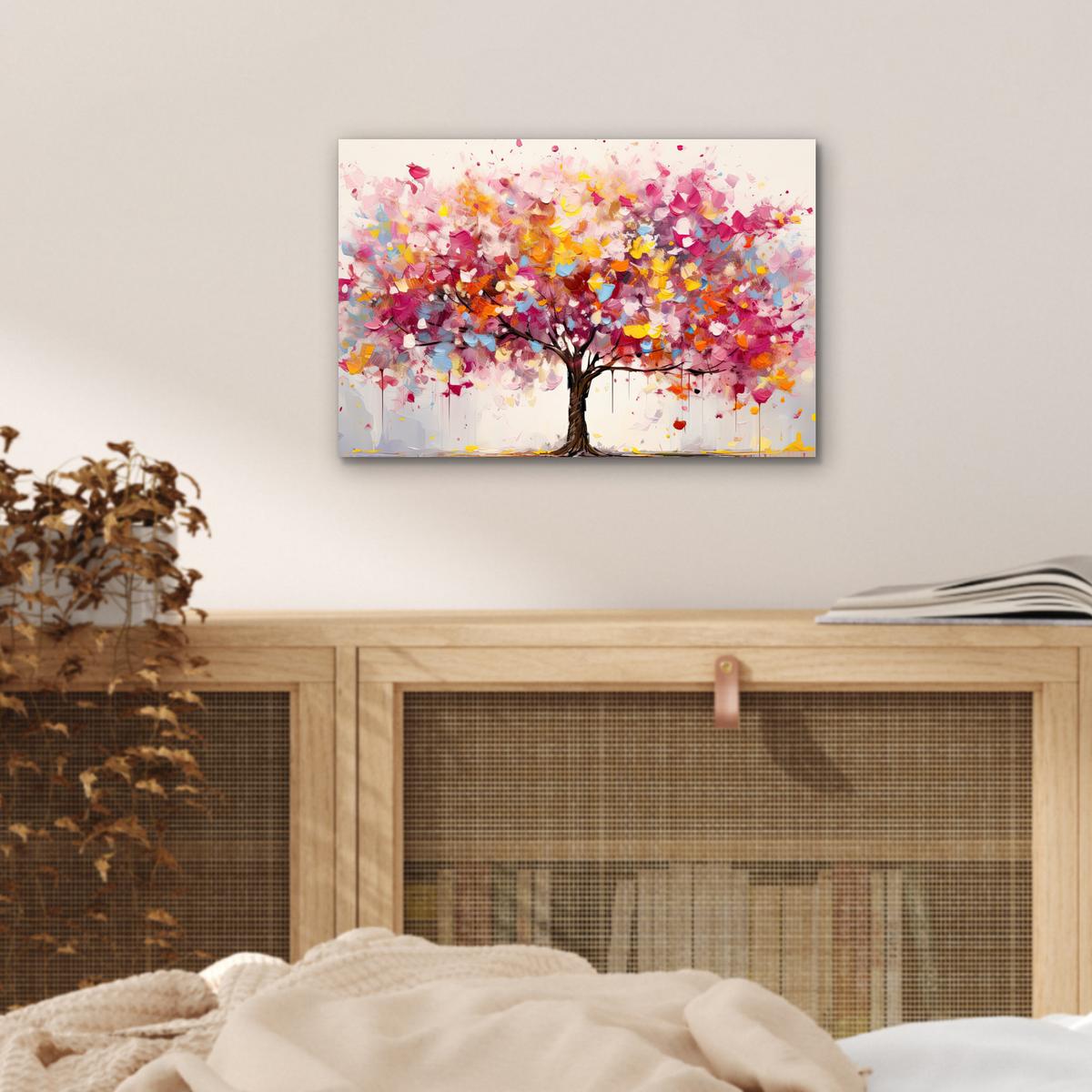 METALLBILD Aquarell - Baum - Kunst - Abstrakt 30x20 cm - Multicolor, Metall (30/20cm) - MuchoWow