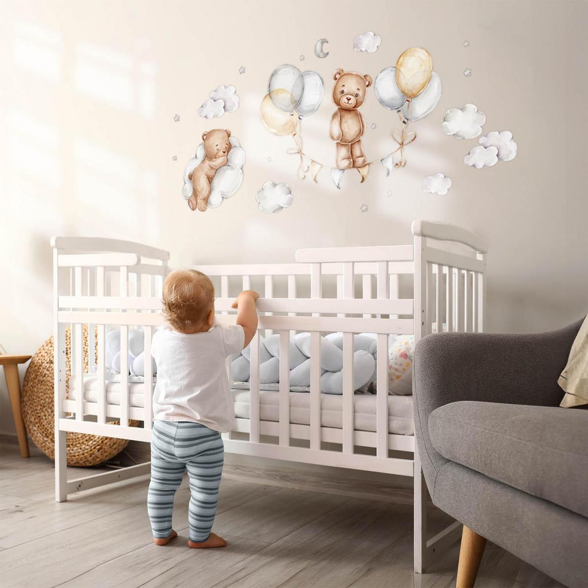 WANDAUFKLEBER 60x80cm - Aquarell-Teddybären - Multicolor, Kunststoff (60/80/0.1cm) - Wallfluent