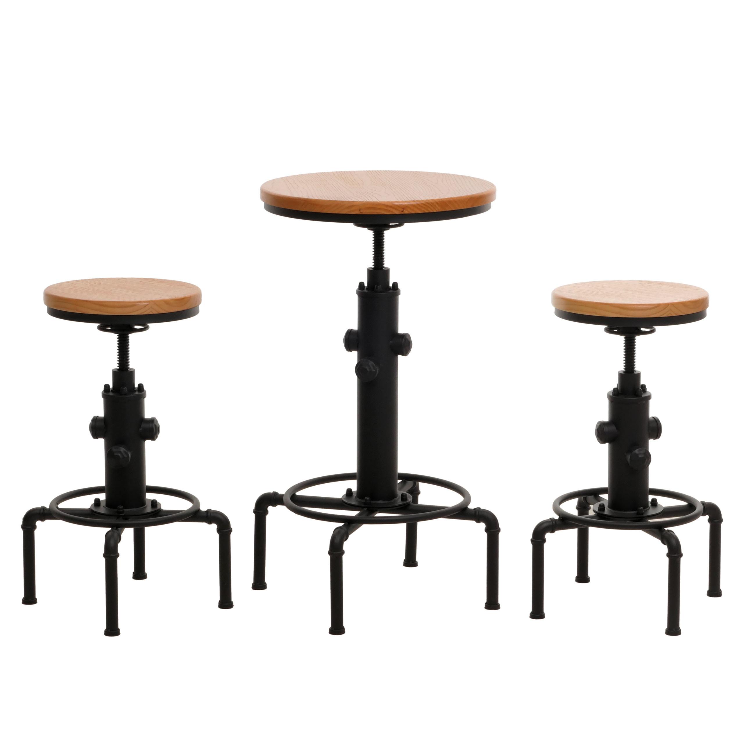 BARTISCH-SET rund Hellbraun 3er-Set - Hellbraun, Holz (40/40/104cm) - MCW