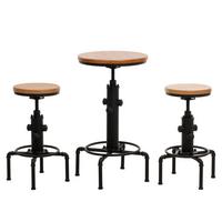 BARTISCH-SET rund Hellbraun 3er-Set - Hellbraun, Holz (40/40/104cm) - MCW