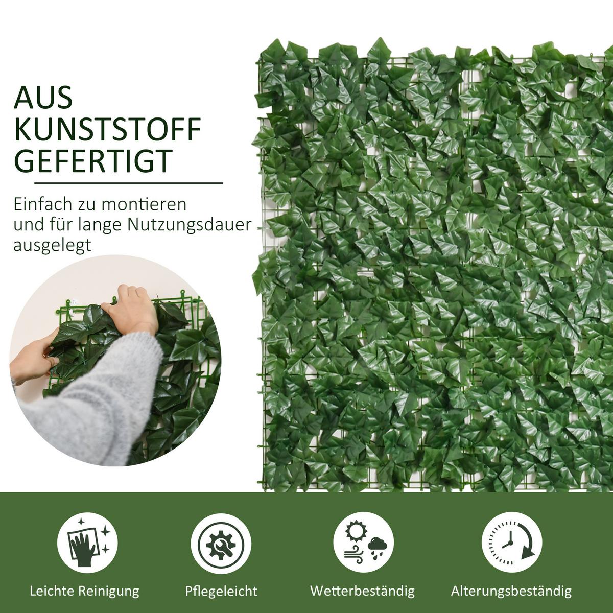KÜNSTLICHE Hecke Sichtschutzhecke Pflanzen Hecke Wanddekoration Dunkelgrün - Grün, Kunststoff (100/1cm) - Outsunny
