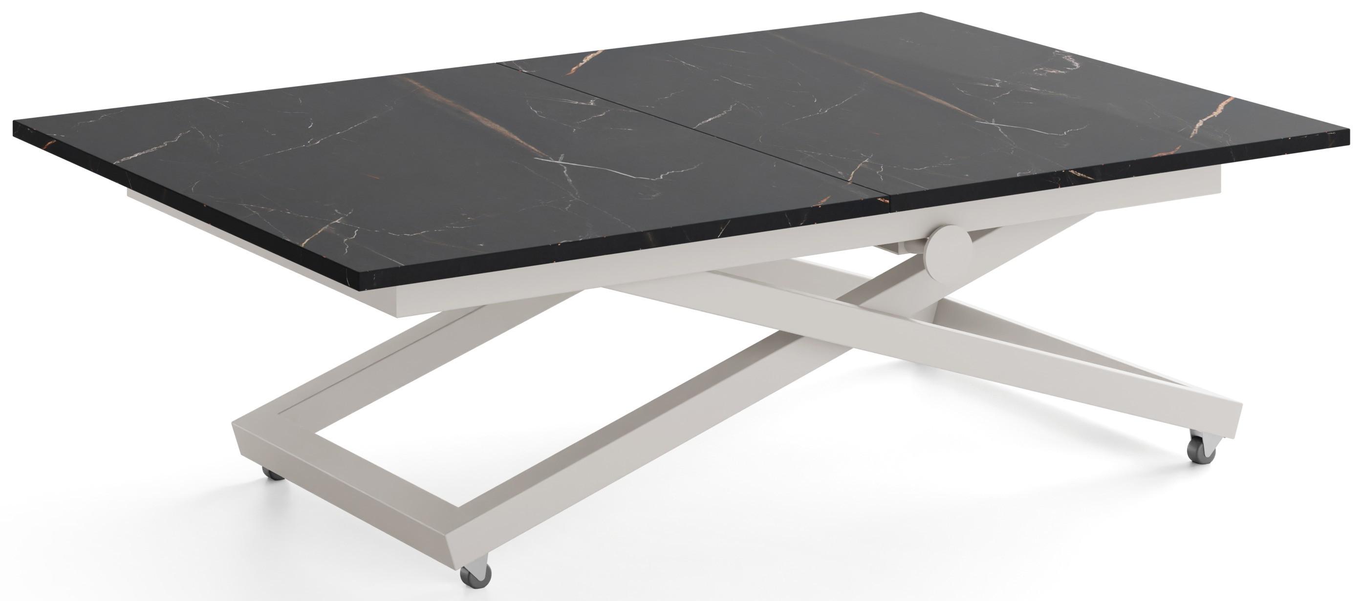 COUCHTISCH Axen höhenverstellbar ausziehbar, Schwarz Marmor Kupfer 120-160/80/38-75 cm - Kaschmir/Kupferfarben, Holzwerkstoff/Metall (80/160/75cm) - WFL GROUP