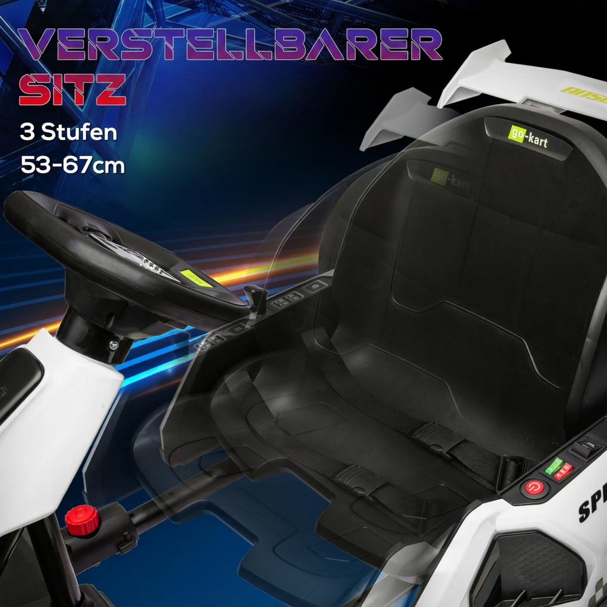 KINDER-DRIFT-KART Kunststoff Metall Weiß - Weiß, Kunststoff (120/76/53.5cm) - HOMCOM