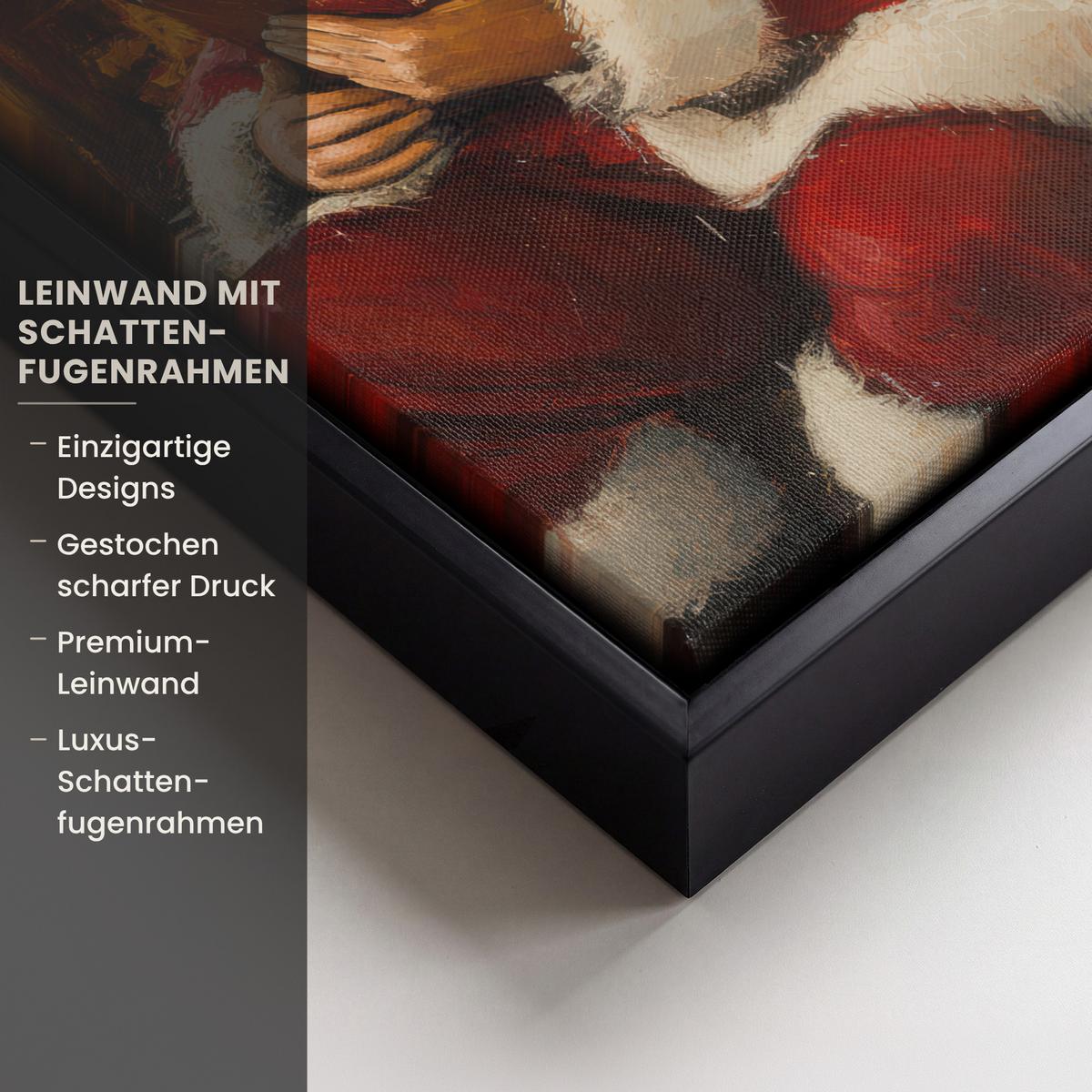 LEINWAND Bilder mit Rahmen - Weihnachten - Weihnachtsmann - Winter - Open Fireside - 20x30 - Dunkelrot, Textil (20/30cm) - MuchoWow