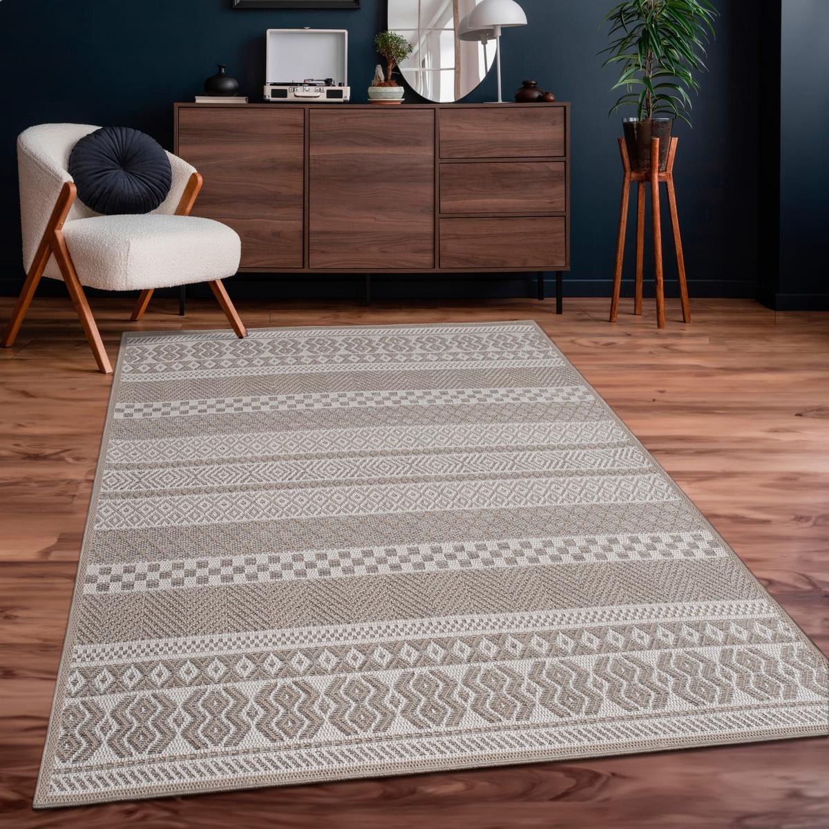 FLACHWEBTEPPICH, gestreift im Boho-Stil, Beige, 80 x 150 cm - Beige, Textil (150/80cm) - KADIMA DESIGN