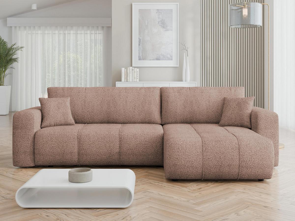 ECKSOFA Furyn Maxi Boucle - Hellbraun/Schwarz, Holzwerkstoff/Kunststoff (274/145cm) - MIRJAN24