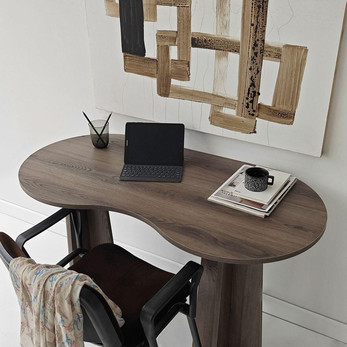 SCHREIBTISCH mit organisch-form Tischplatte 120/60/75 cm - Naturfarben, Holzwerkstoff (8.5/60/75cm) - Calicosy