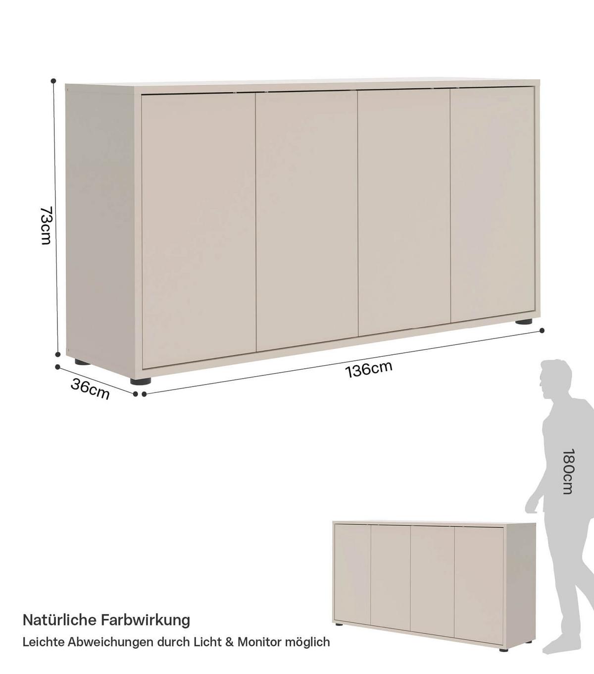 SIDEBOARD Die Horizontale - Beige, Holzwerkstoff (136/73/36cm) - Mokebo