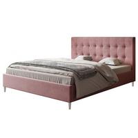 POLSTERBETT LUX Rio mit Kopfteil, 180 x 200 cm, Doppelbett mit Lattenrost aus Holz, Velourstoff Rosa, Füße in Farbe: Weiß - Pink, Holz/Textil (180/200cm) - Alpi-Möbel