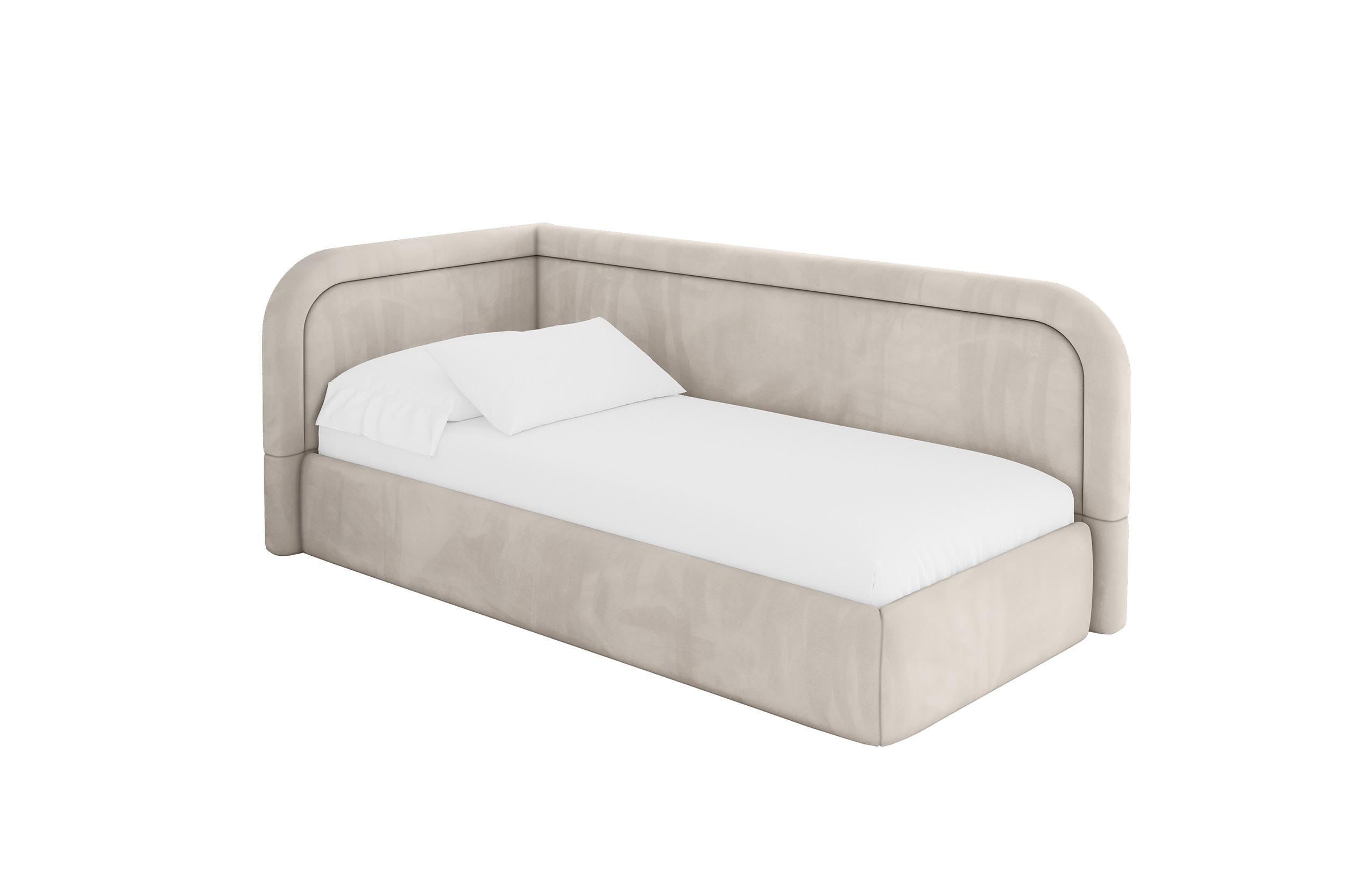 EINZELLBETT Jugendbett mit Bettkasten, Rechts - JOVY 80x200 Beige - Sandfarben, Holzwerkstoff/Textil (80/200cm) - ALTDECOR