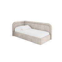 EINZELLBETT Jugendbett mit Bettkasten, Rechts - JOVY 80x200 Beige - Sandfarben, Holzwerkstoff/Textil (80/200cm) - ALTDECOR