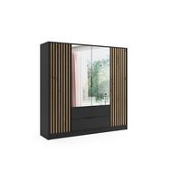 KLEIDERSCHRANK NERA - 200 cm - Schwarz|Eiche Artisan - Schwarz/Eiche Artisan, Holzwerkstoff (200/200/51cm) - ALTDECOR
