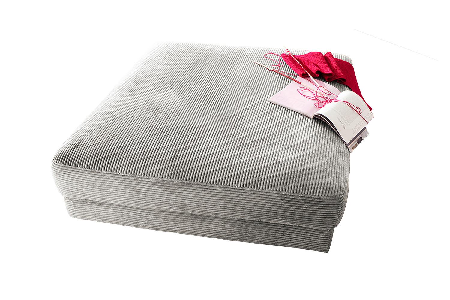 BIG HOCKER MADELINE Hellgrau Cord - Hellgrau, Textil (120/43/120cm) - KAWOLA