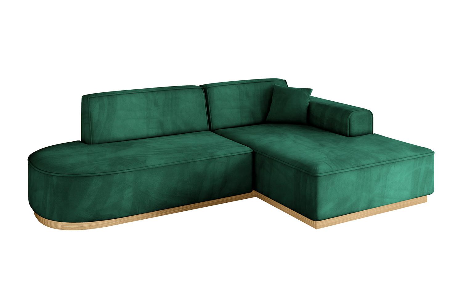 ECKSOFA Ottomane Rechts IREA-L1-v2 - 232x165x80 cm Grün - Dunkelgrün, Holzwerkstoff/Textil (232/165cm) - ALTDECOR