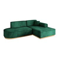 ECKSOFA Ottomane Rechts IREA-L1-v2 - 232x165x80 cm Grün - Dunkelgrün, Holzwerkstoff/Textil (232/165cm) - ALTDECOR