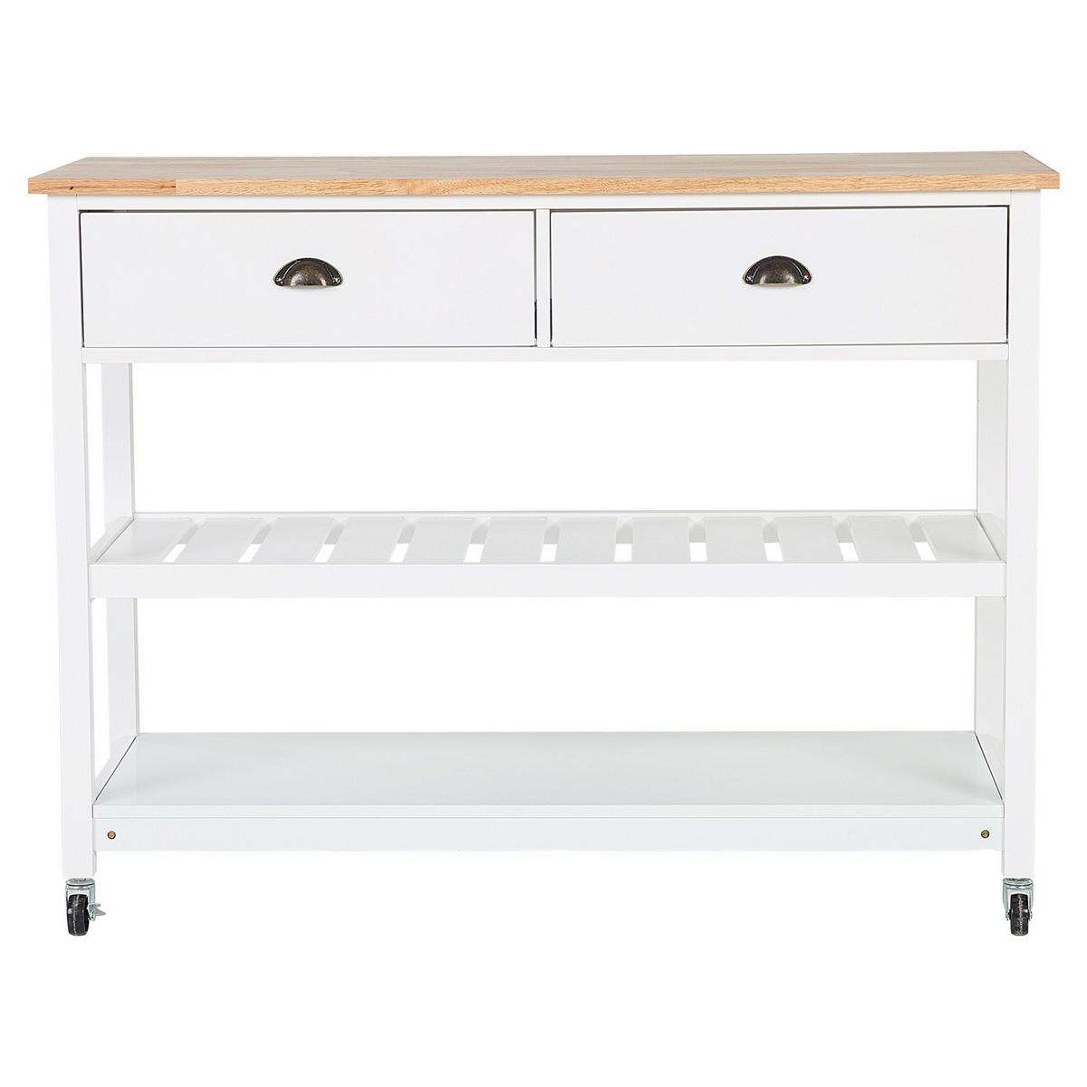 SERVIERWAGEN Weiß Navarino - Hellbraun/Weiß, Holz (120/91/48cm) - Beliani