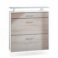SCHUHSCHRANK Malea Front in Eiche sägerau - Eiche San Remo, Holzwerkstoff (89/96/23cm) - Vladon