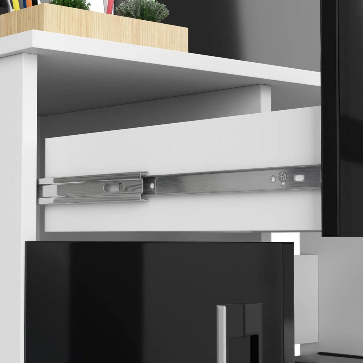 SCHREIBTISCH Weiß, Schwarz Glanz 74/90/50 - Schwarz Hochglanz/Weiß, Holzwerkstoff (124/85/74cm) - RAUMHIRSCH FURNITURE