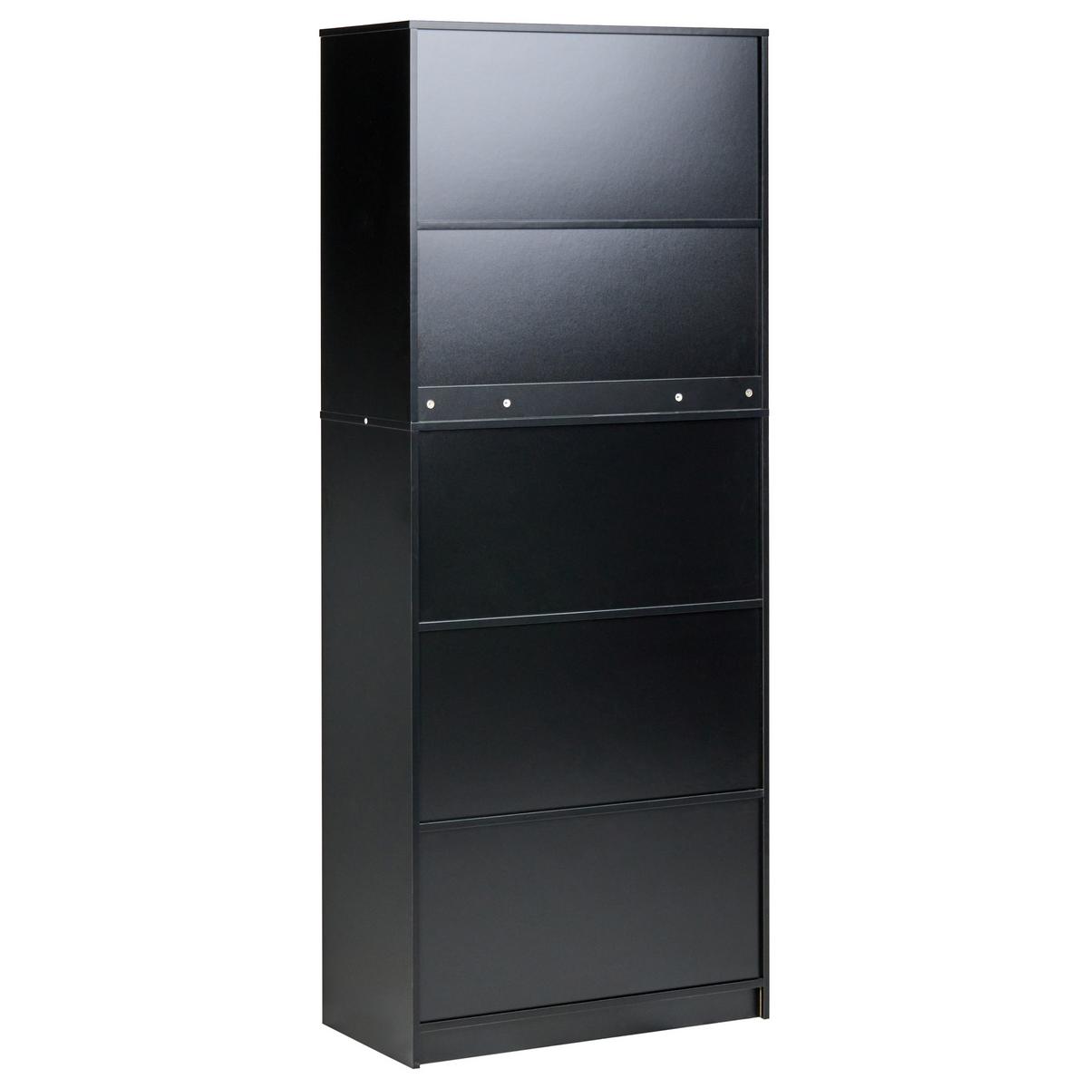 BÜCHERREGAL mit 2 Türen Braun/Schwarz Zehna - Braun, Holzwerkstoff (80/197/40cm) - Beliani