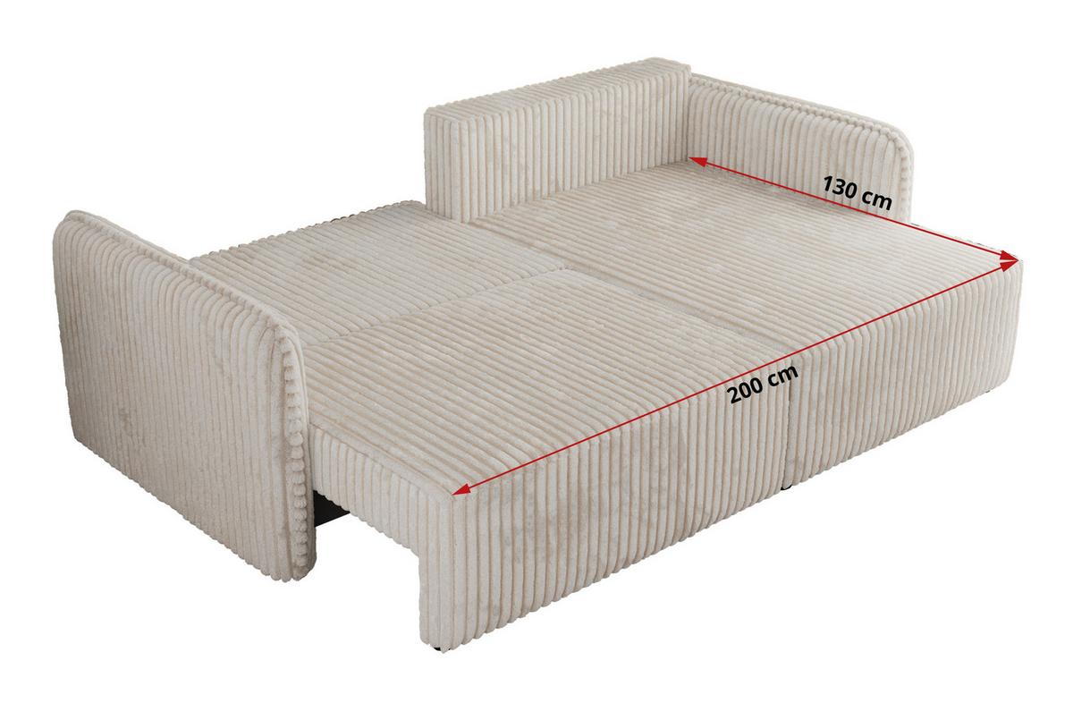 ECKSCHLAFSOFA MESTO L Beige Cord - links - Beige/Schwarz, Kunststoff/Textil (227/147cm) - MKS