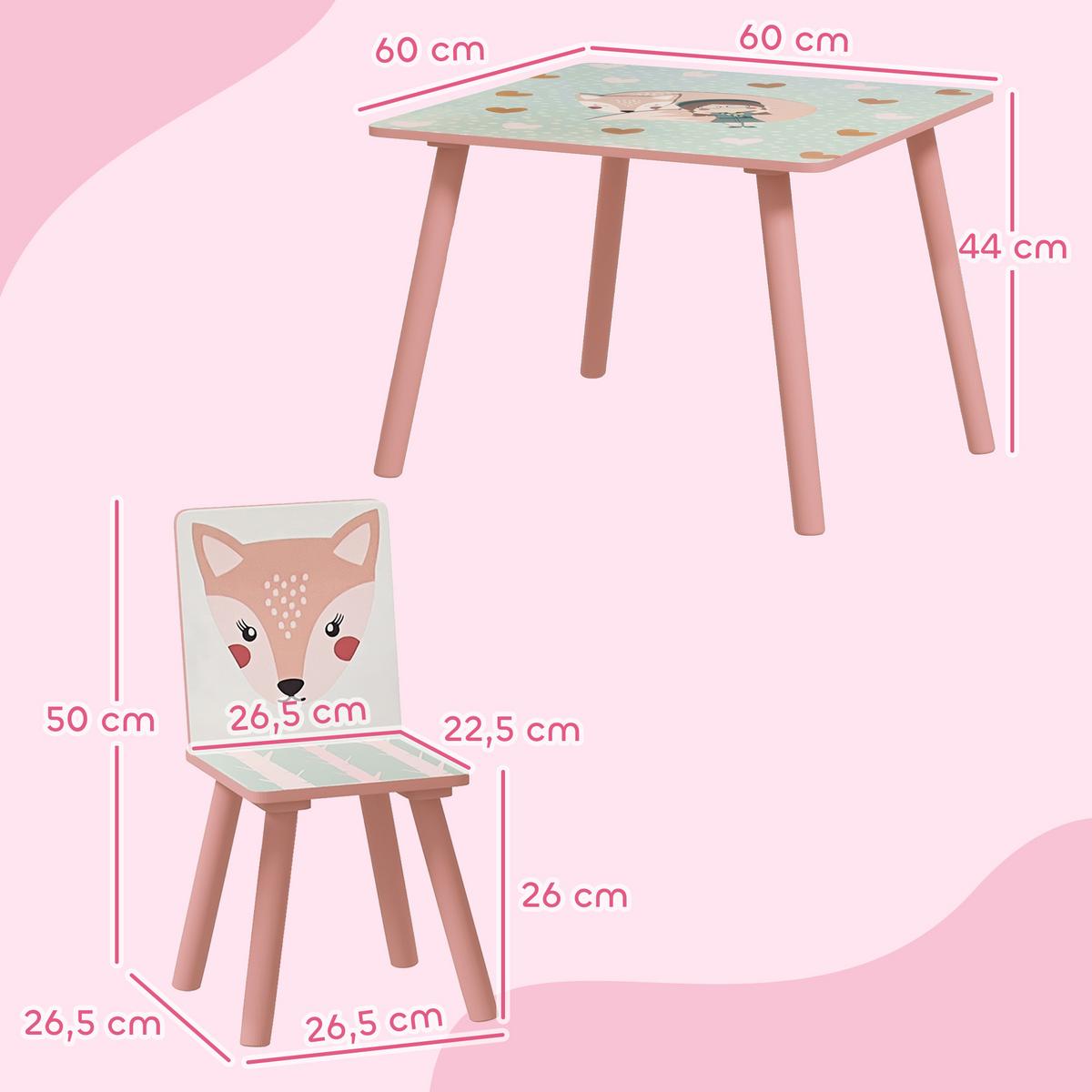 KINDERSITZGRUPPE MDF Kiefer Rosa - Hellrosa, Holzwerkstoff (60/44/60cm) - ZONEKIZ
