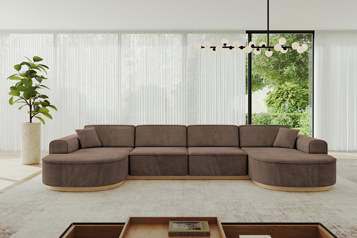 WOHNLANDSCHAFT MARI-U2-v2 - 388x171x83 cm Braun Velours - Braun, Holzwerkstoff/Textil (388/83/171cm) - ALTDECOR