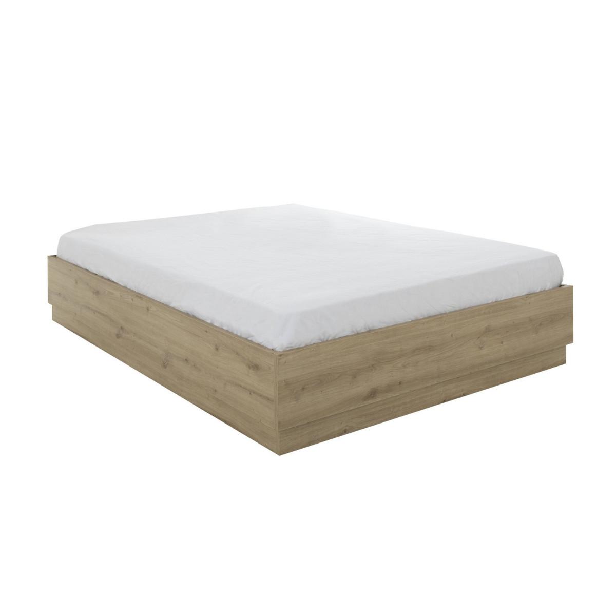 BETTKASTEN 140 x 190 cm Dekor Eiche TIDY 145/194/36 cm - Eschefarben, Holzwerkstoff (190/140cm) - Calicosy