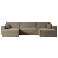 WOHNLANDSCHAFT mit Schlaffunktion und Bettkasten CELTIC-XLU - 377x143x83 cm Braun Velours - Schwarz/Braun, Holzwerkstoff/Kunststoff (377/83/143cm) - ALTDECOR