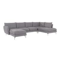 WOHNLANDSCHAFT Elou Grau Luxusmicrofaser - Chromfarben/Grau, Textil/Metall (336/87/200cm) - S-Style Möbel