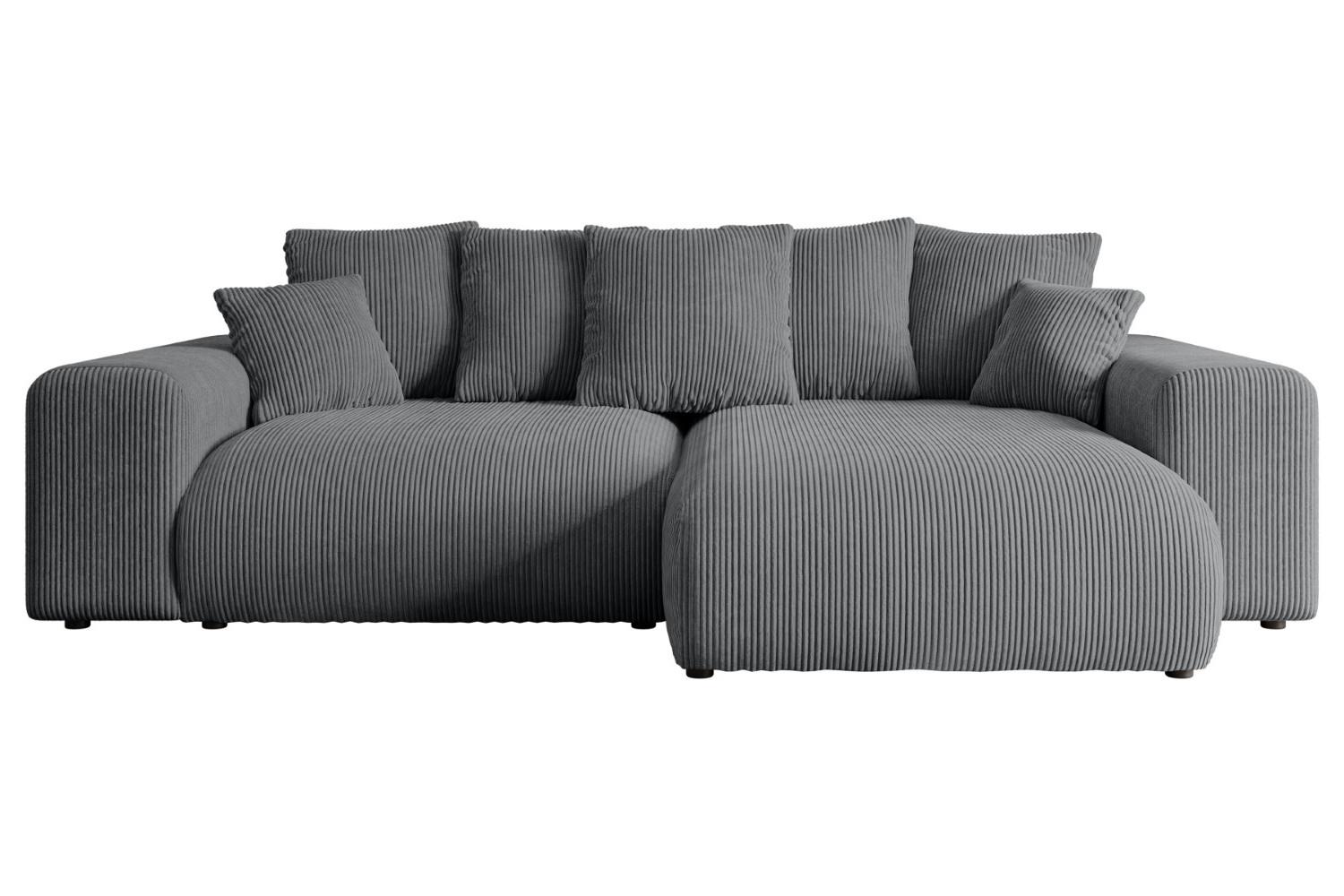 ECKSOFA Ottomane rechts ESKAR-L 266x176x72 Dunkelgrau Cord - Dunkelgrau/Schwarz, Holzwerkstoff/Kunststoff (176/266cm) - ALTDECOR