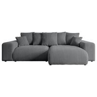 ECKSOFA Ottomane rechts ESKAR-L 266x176x72 Dunkelgrau Cord - Dunkelgrau/Schwarz, Holzwerkstoff/Kunststoff (176/266cm) - ALTDECOR