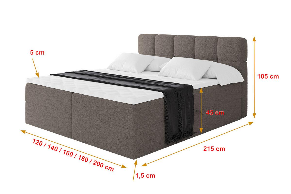 BOXBETT mit Matratze H4 - FAMA - 160x200 cm Braun Quelle - Braun, Holzwerkstoff (160/200cm) - ALTDECOR