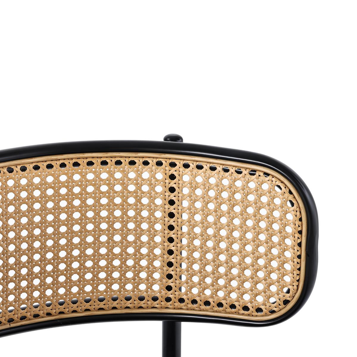 ESSZIMMERSTUHL Set 2er Schwarz Samt & Rattan Polsterstuhl mit Metallbeinen - Schwarz, Textil (51/75/51cm) - Urban Meuble