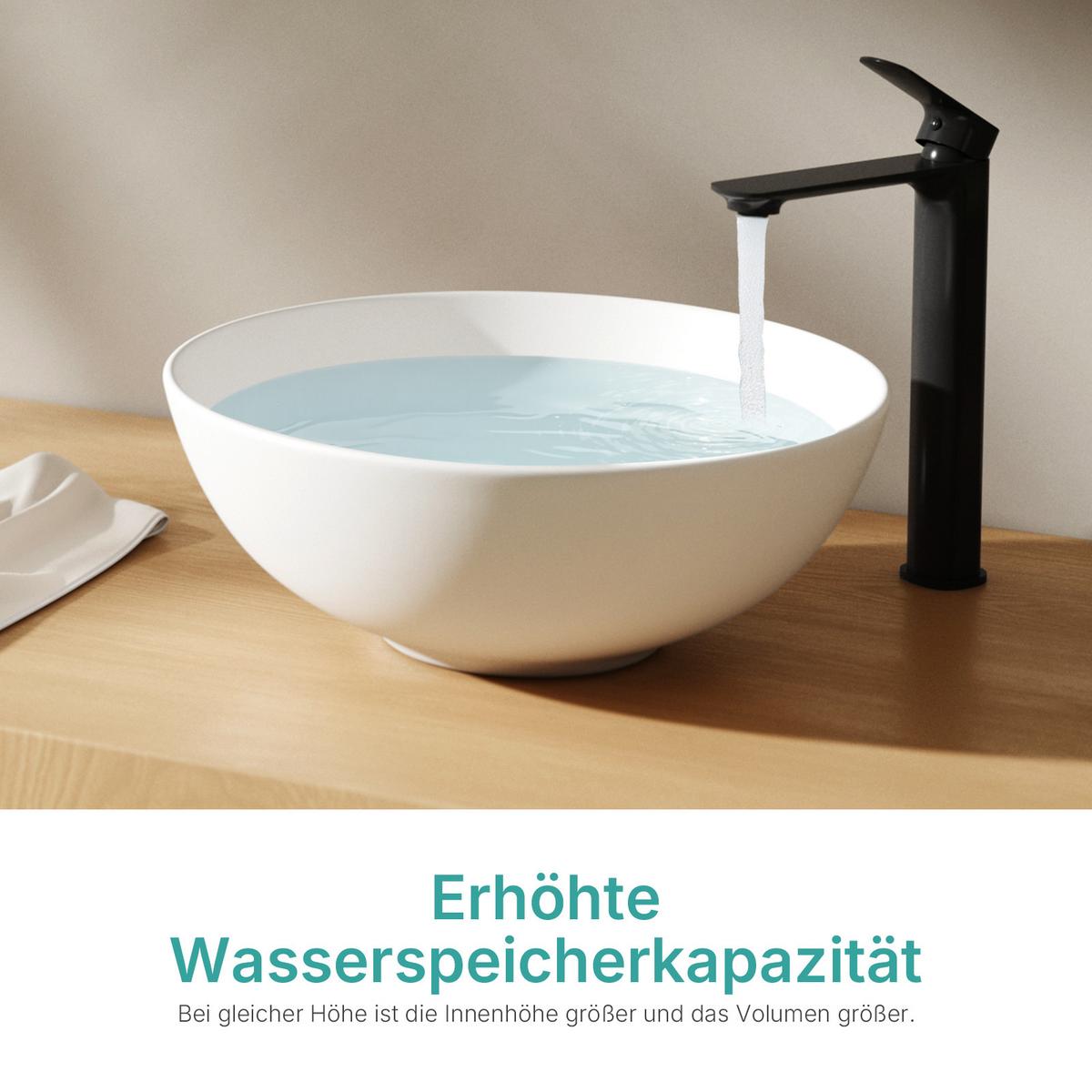 WASCHBECKEN Aufsatz Keramik Weiß Matt Ø41,5 / 15,5 cm - Weiß, Keramik (41/15/41cm) - EMKE