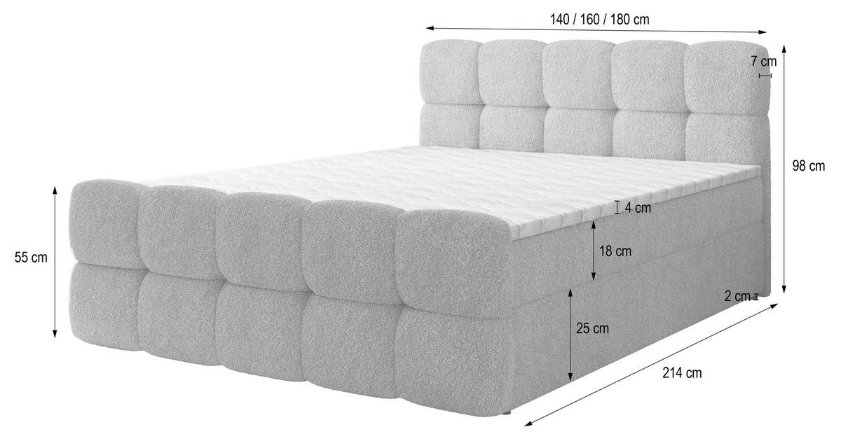 BOXBETT BRUME 180x200 cm mit Matratze und Topper, H2+H3 - Braun - Braun, Holz (180/200cm) - MASSENO