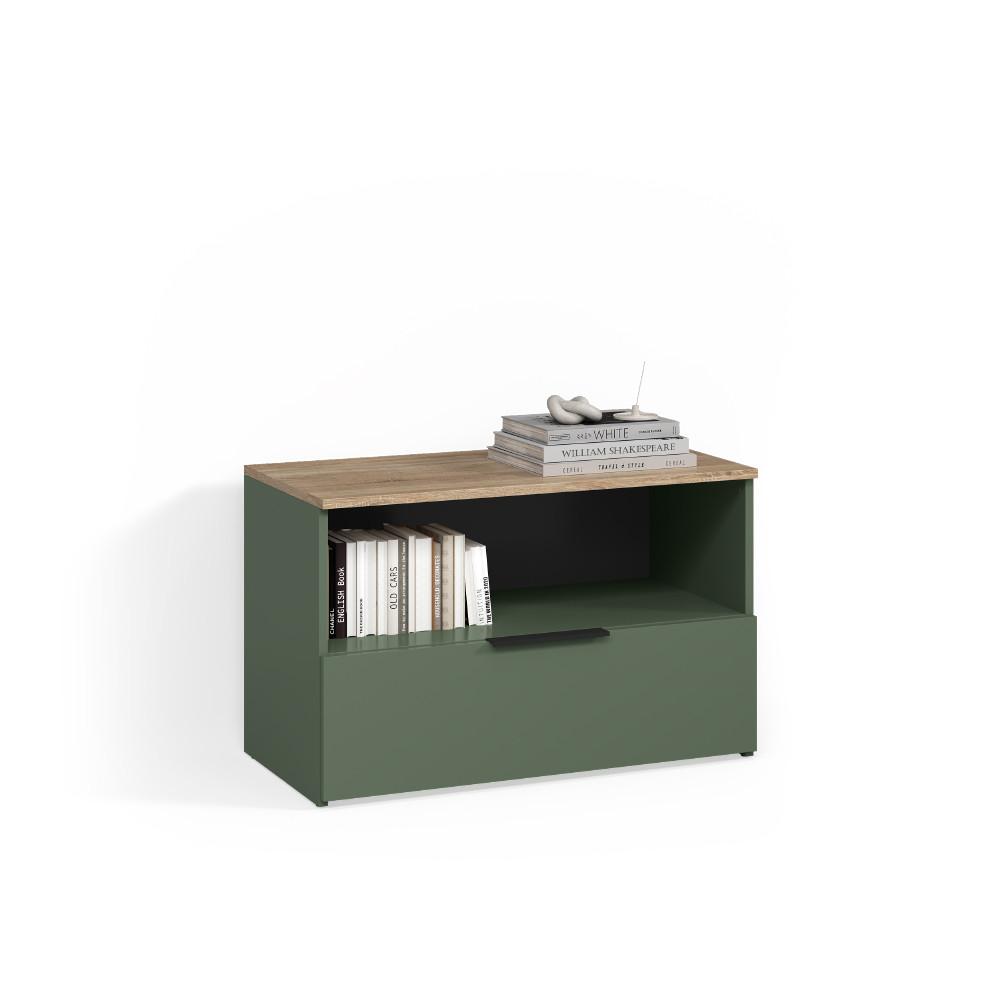 KOMMODE Piave Grün mit 1 geschlossenem Fach - Grün, Holzwerkstoff (80/50/40cm) - Livinity®