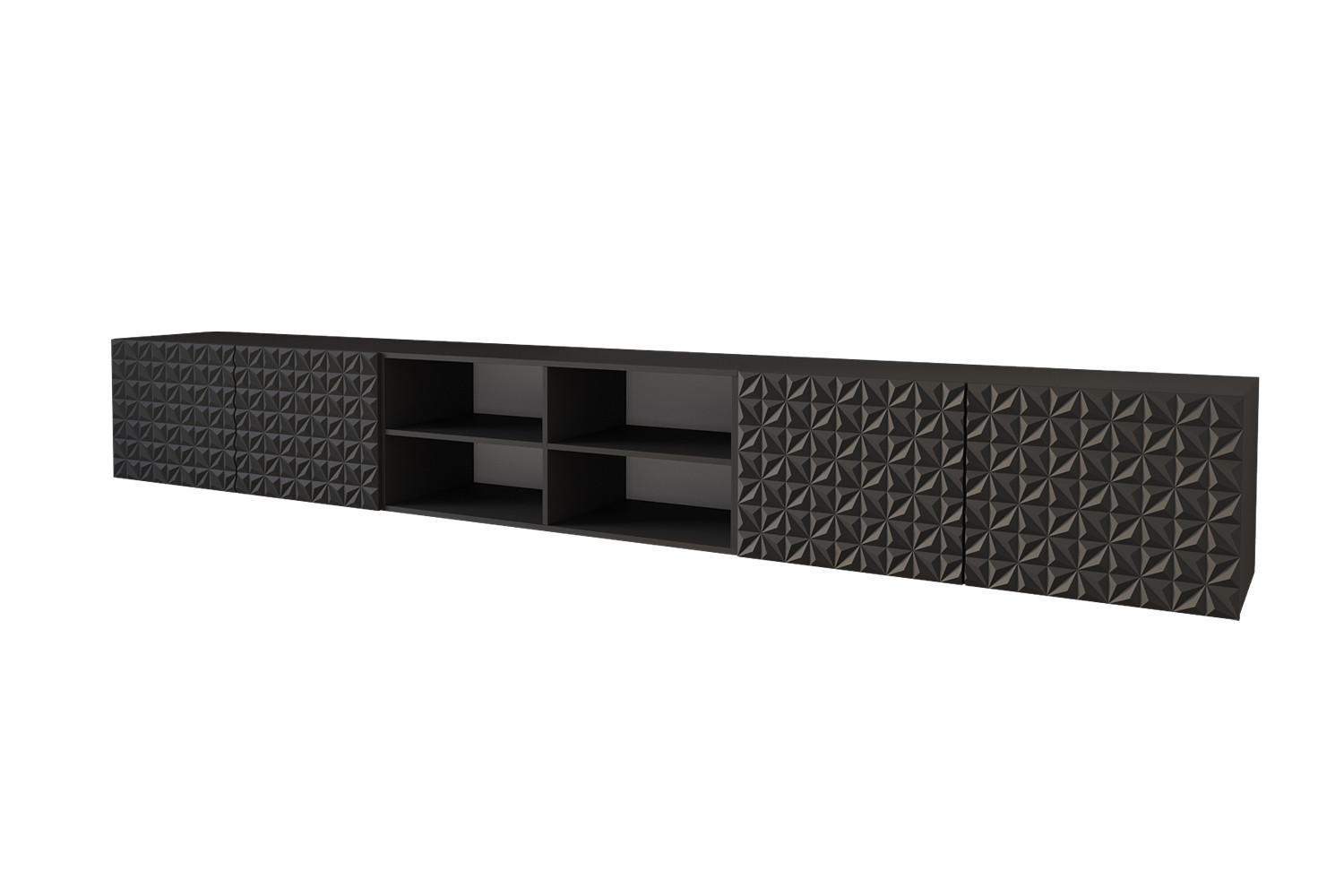 LOWBOARD VIRA-W 3x100x40x40 cm - Schwarz - Schwarz, Holzwerkstoff (300/40/40cm) - ALTDECOR