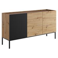 SIDEBOARD Como 150 2D - Schwarz/Eiche Artisan, Holzwerkstoff/Metall (150/80/42cm) - MIRJAN24