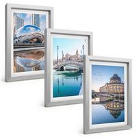 BILDER SET 3er Set - 20x30 cm Silberner Rahmen - Architektur von Städten am Wasser - Silberfarben, Kunststoff (20/30cm) - TULUP