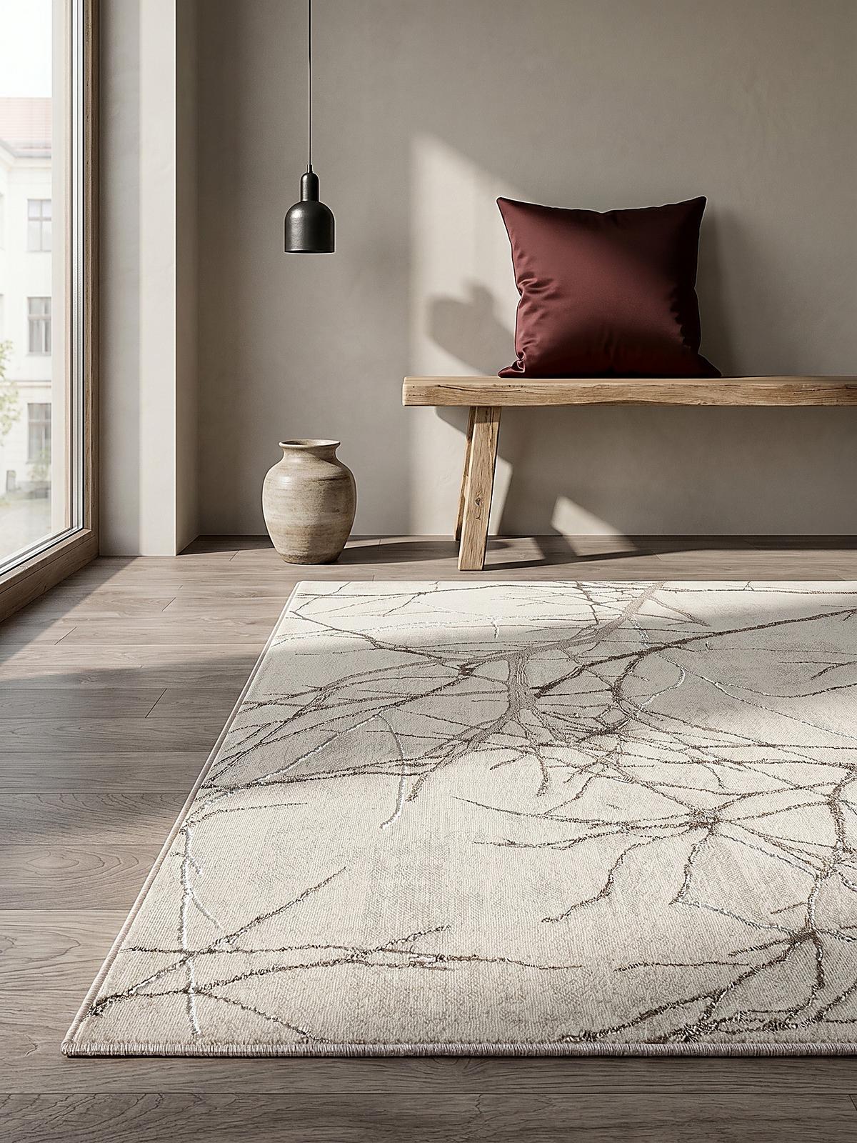 KURZFLORTEPPICH Abstrakt KAVALA Polyester Creme 160 x 230 cm - Beige, Textil (160/230cm) - KADIMA DESIGN