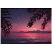 FOTOTAPETE Palmen Strand Lila 300x210 cm - Multicolor, Papier (300/210cm) - Wallarena