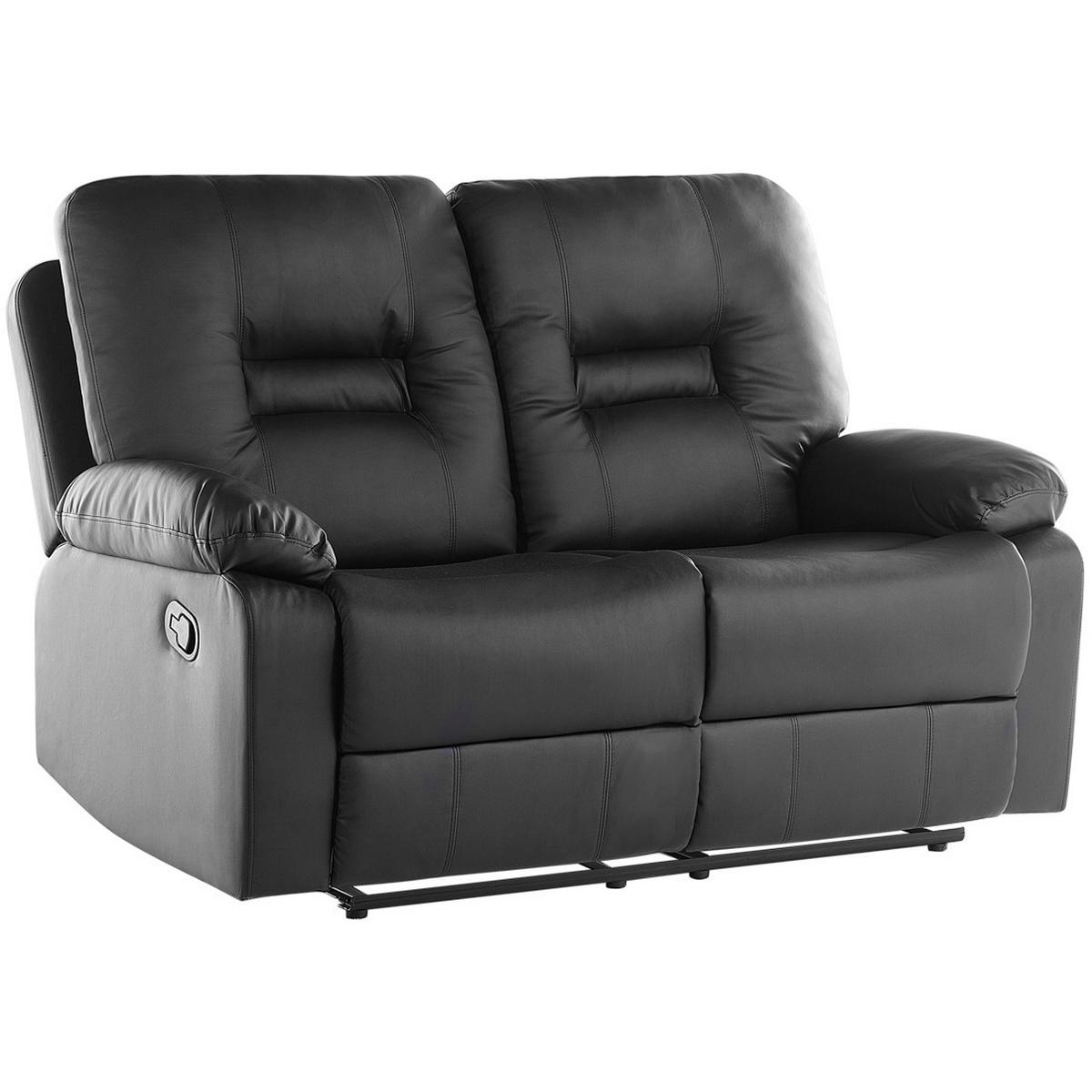 2-SITZER-SOFA Kunstleder Schwarz Bergen - Schwarz, Kunststoff/Textil (146/101/73cm) - Beliani