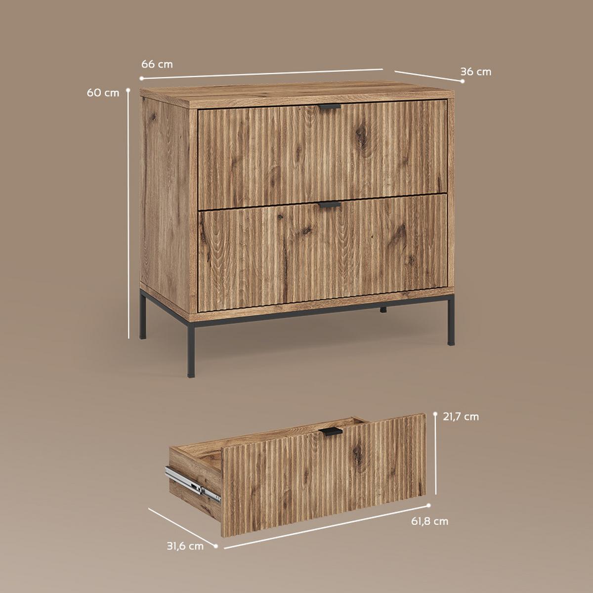 NACHTTISCHE Aterno Viking Oak 2er Set - Eichefarben, Holzwerkstoff (66/60/36cm) - Livinity®