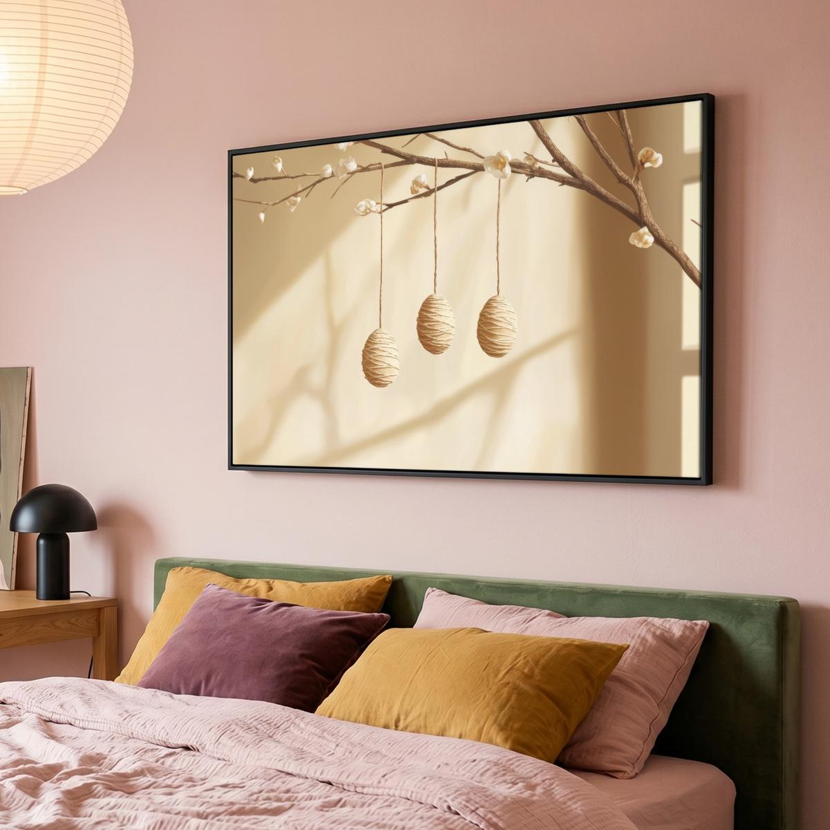 LEINWAND Bilder mit Rahmen - Beige - Osterkuchen - Eier - 150x100 - Beige, Textil (150/100cm) - MuchoWow