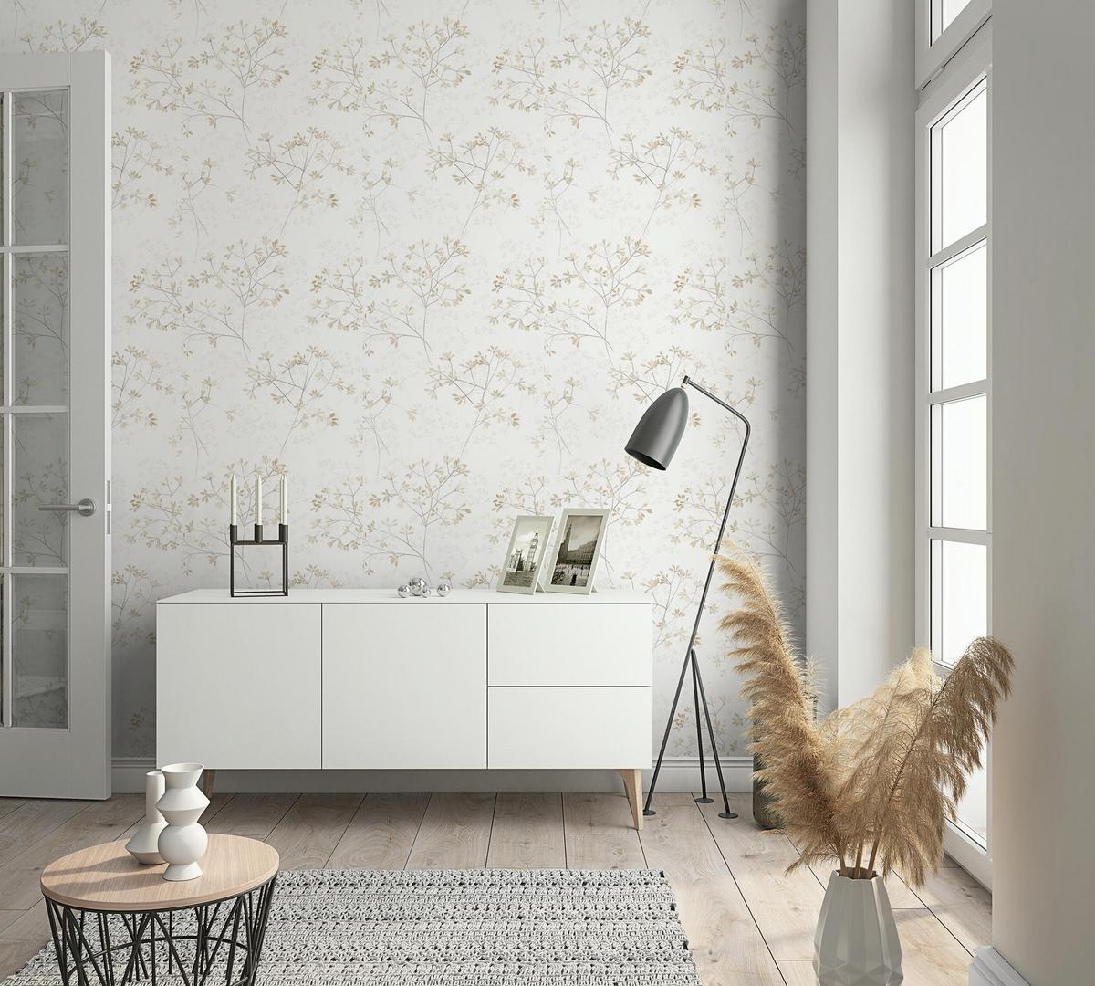 VLIESTAPETE Floral Tapete weiß, beige - Beige/Weiß, Papier (53/1cm) - marburg
